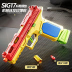SIG17/USP Building Block Toy Gun Shell Throwing Continuous Firing Airsoft Blowback Empty Hanging Toy Pistol for Outdoor CS Game
