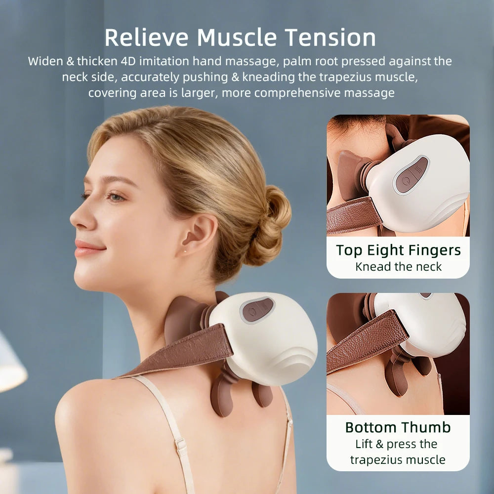 Bionic Pressure Neck Massager Back and Shoulder Massager Electric Kneading Neck Deep Massage Muscle Relax