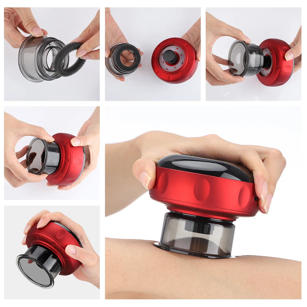 Intelligent Vacuum Cupping Massager 12 Gear Heating Body Gua Sha Back Neck Arm Cupping Massager LCD Display USB Charging