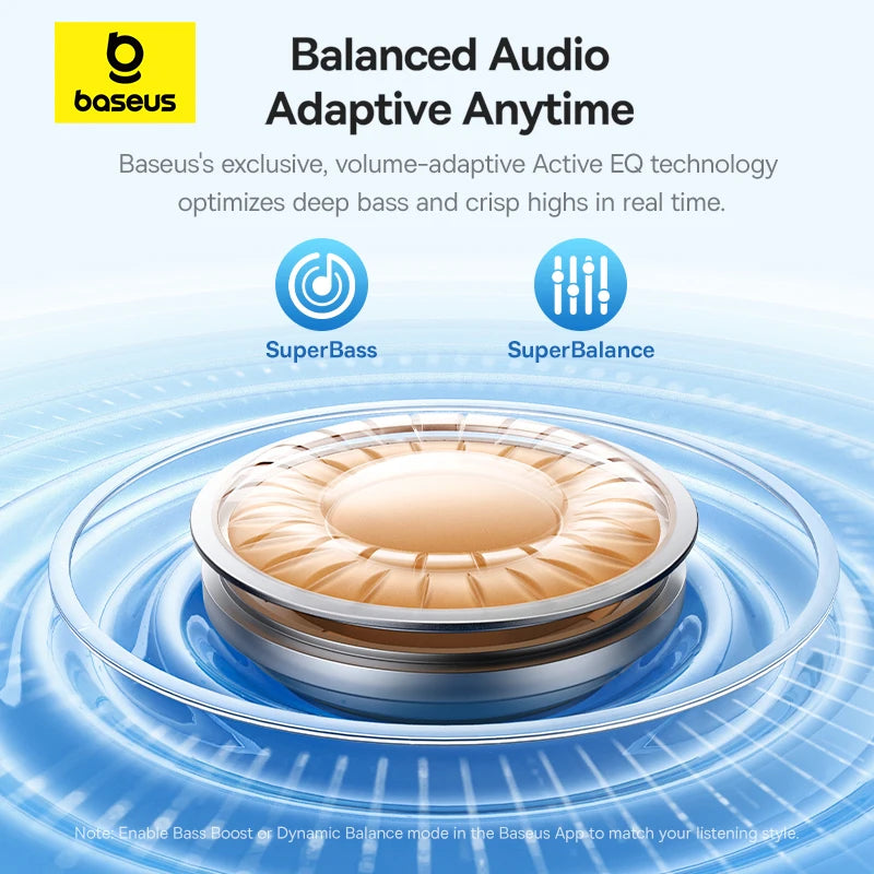 Baseus Bass BP1 Pro -50dB Noise Cancelling Wireless Earbuds Bluetooth 6.0 LDAC Hi-Res Sound 6-Mic AI Clear Calls IP55 Earphones