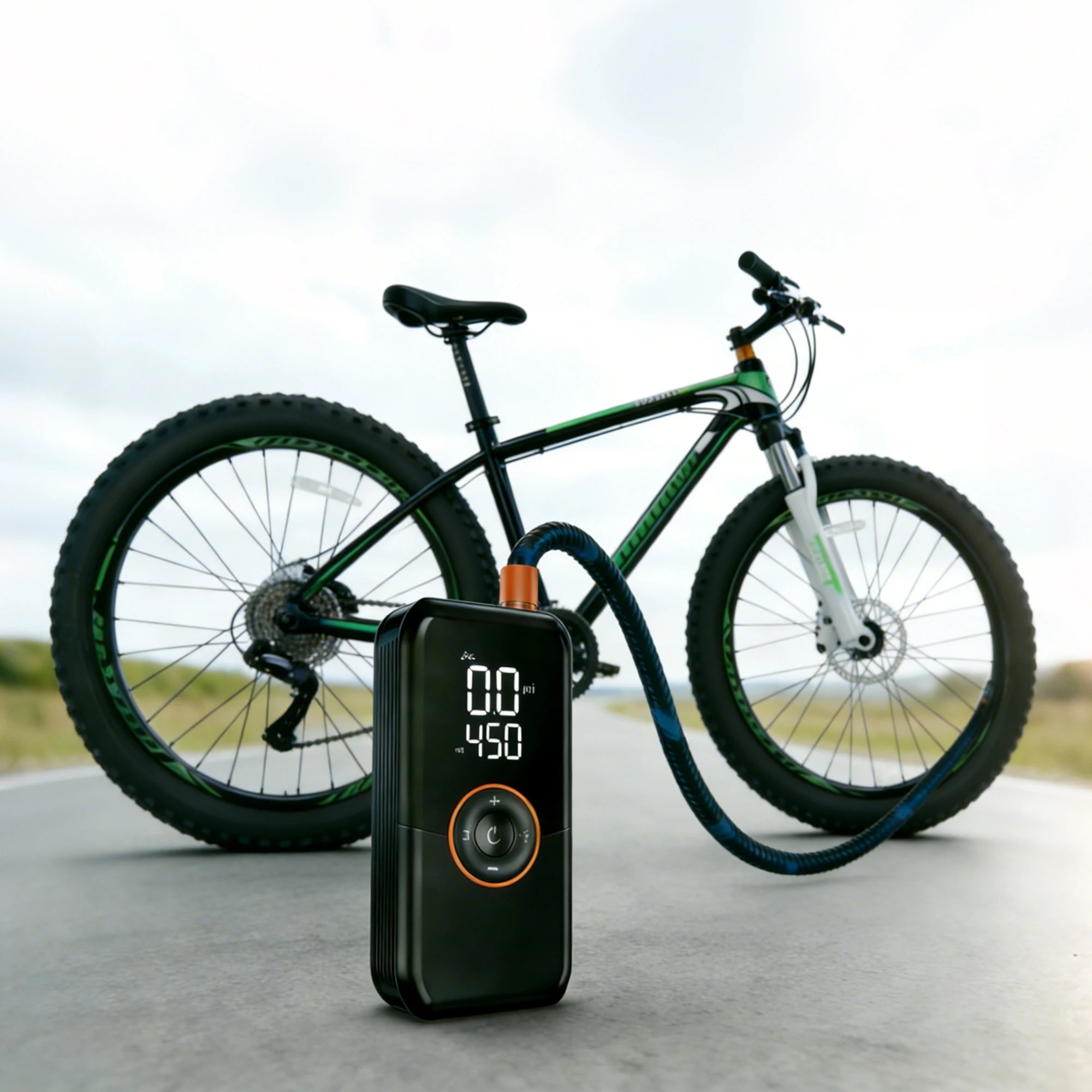 Portable Tire Inflator Air Compressor, 150 PSI Cordless 6000mAh Dual Power, 24L/Min Fast Inflation with Auto Shut-Off, LED Light, 4 Presets for Car/Bike/Motorcycle/Balls (12V DC Car Plug Included)
