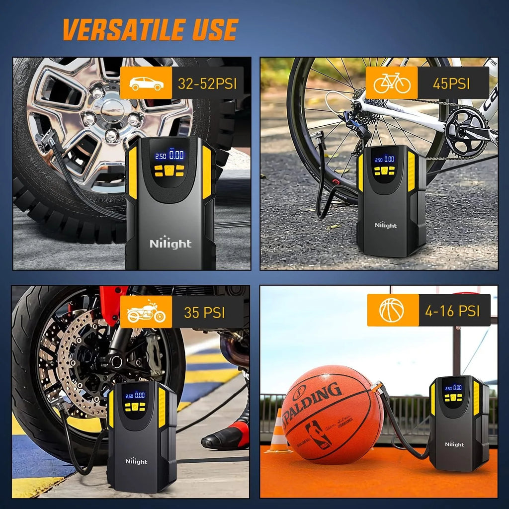 Nilight Tire Inflator Portable Air Compressor, Car Air Pump 150PSI Digital Tire Pressure Gauge Auto Shutoff Tire Pump for Car