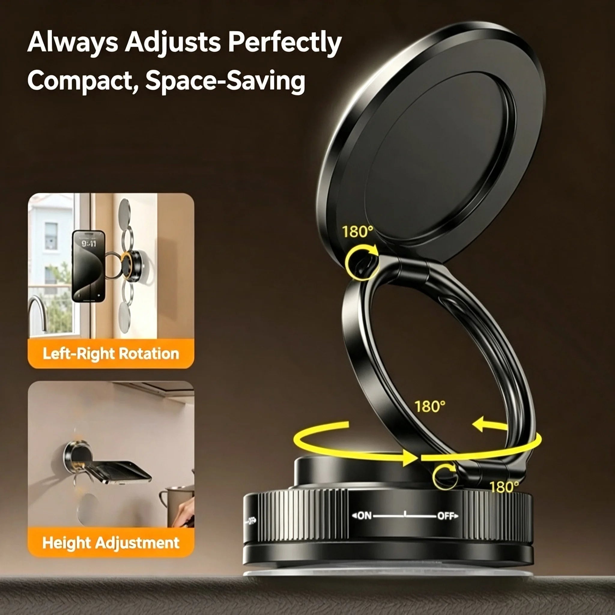 Magnetic Suction Cup Phone Mount for Magsafe 360° Adjustable Magnetic Car Phone Holder Pocket Size Foldable Car Mount
