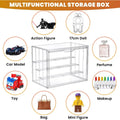 4 Tier Acrylic Display Case for Collectibles, Clear Adjustable Figure Display Case with Magnetic Door, Stackable Storage Box Showcase with 3 Shelves for Action Figures, Dolls, Toys, Large 1 Pack