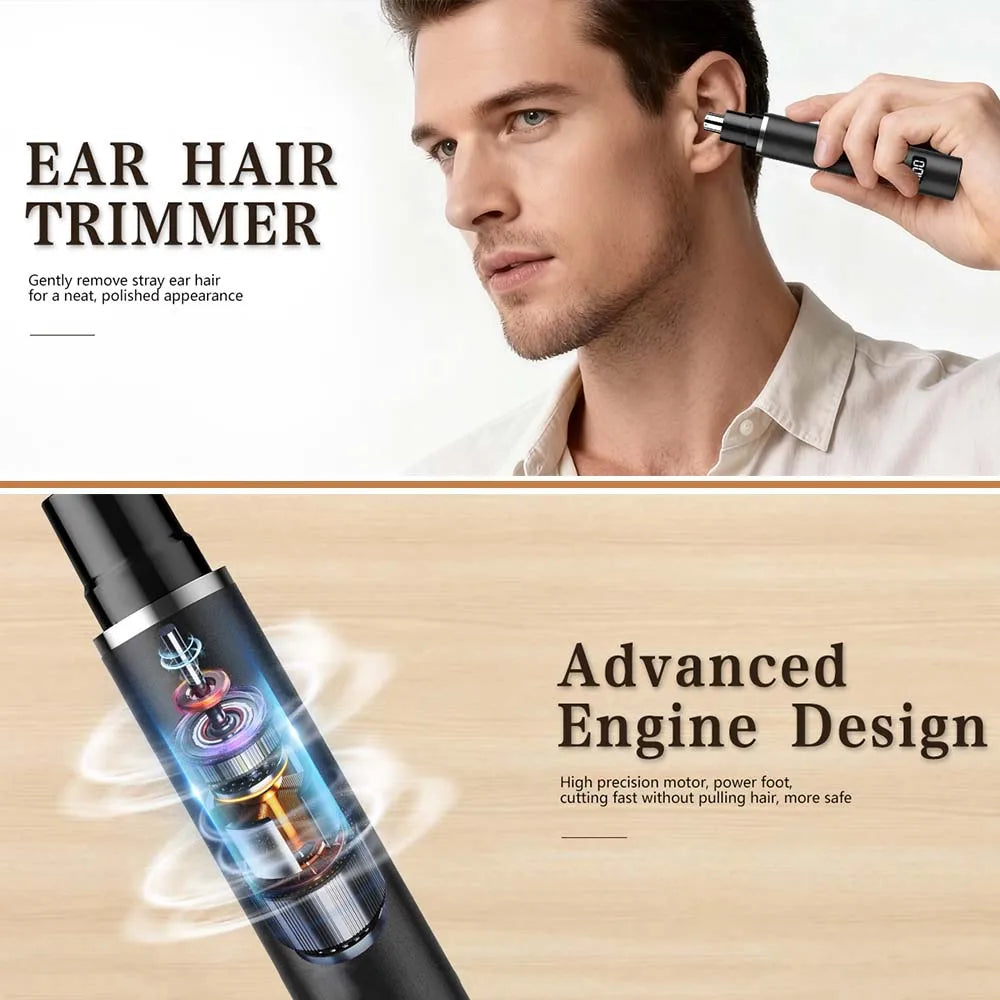 Rechargeable Nose & Ear Hair Trimmer for Women & Men Nose Hair Shaver for nasal clearance - portable grooming tool Easy Clean Cordless Trimmer