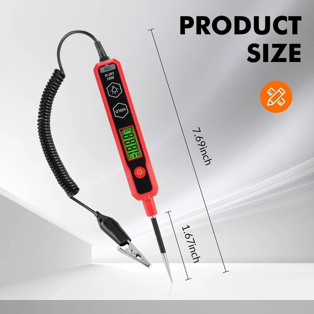 HT1886B Multimeter Power Circuit Probe Tester 6-24V DC with Test Lamp Short Circuit Detection Car Component Electrical Polarity & Continuity Tester with Overload Protection