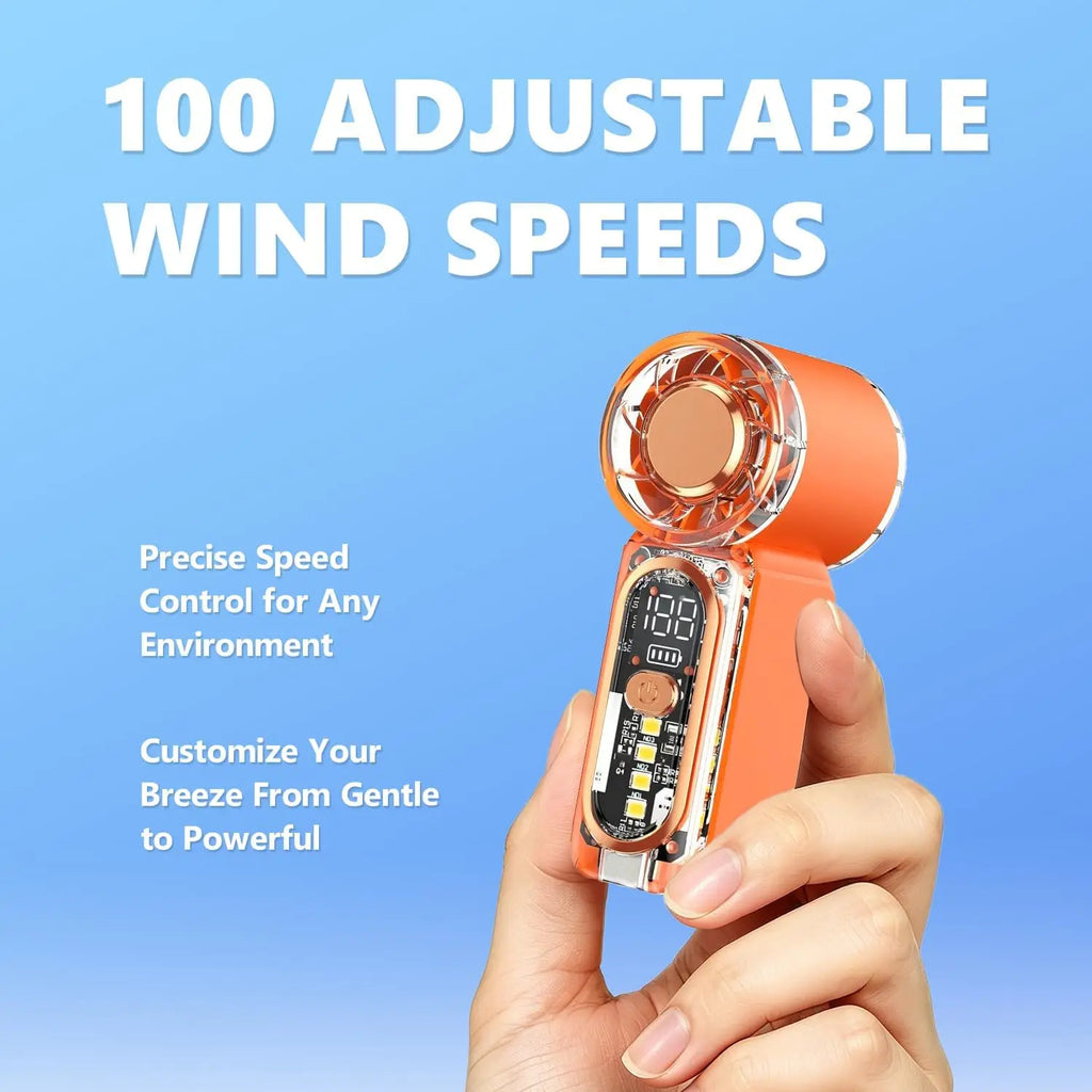 2026 Upgraded Version Portable Mini Handheld Fan, 100 Speed Adjustable Pocket Fan with Digital Display, USB-C Rechargeable Personal Fan
