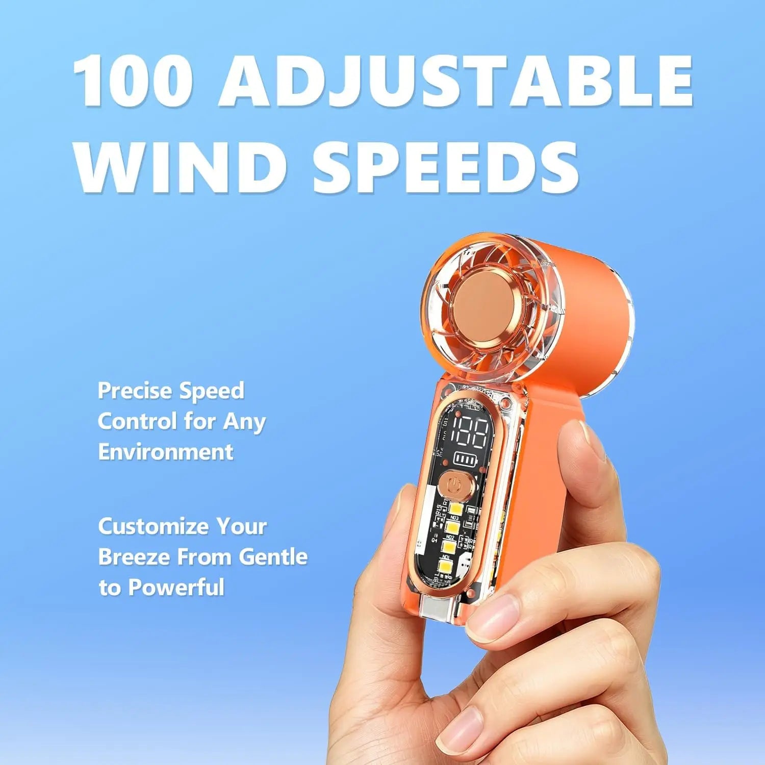 2026 Upgraded Version Portable Mini Handheld Fan, 100 Speed Adjustable Pocket Fan with Digital Display, USB-C Rechargeable Personal Fan