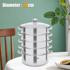 5-Tier Stainless Steel Steamer Cookware Cooking Pot Tier 4 Steaming Grids 1 Cooking Pot 28cm/30cm/26cm Steamer Pot