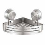 Shower Wall Storage Basket,Suction Mount No Drilling,Rustproof Aluminum, 4-Layer Protection,for Corner Space, Includes Towel Bar