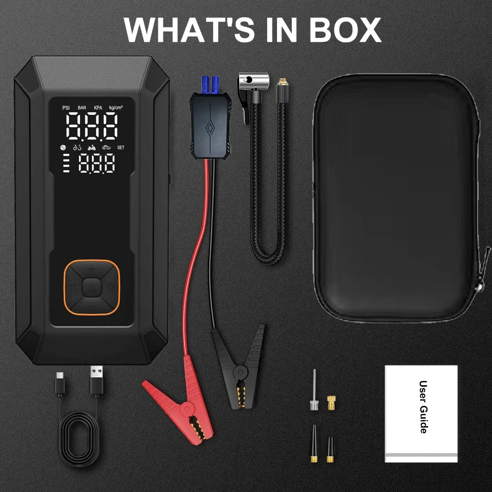 Car Jump Starter with Air Pump 4000A Jump Starter &150PSI Air Compressor, Portable Auto Power Banlk ,Tire Inflator, LED Light