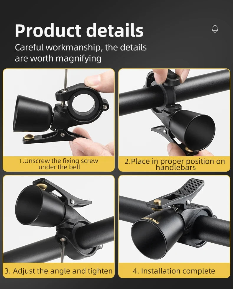 ROCKBROS Local Shipping Bicycle Bell MTB 100db Alloy  Bike Ring Copper Horn Warning Safe Crisp Cycling Bells Accessorie