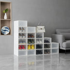 20Pcs Foldable Flip Shoe Storage Boxes Clear Plastic Shoes Case Shoe Organizer Dustproof, 33*23*14cm
