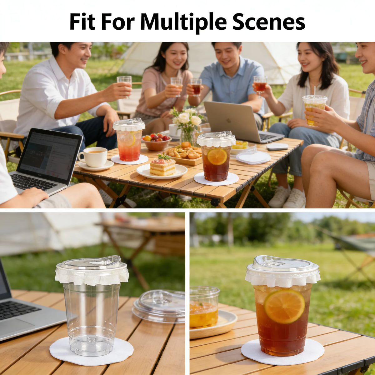 20 PCS PET Cold Drink Cups with Lids Leak-Proof Disposable Clear Plastic Cups for Iced Coffee Bubble Tea Smoothie