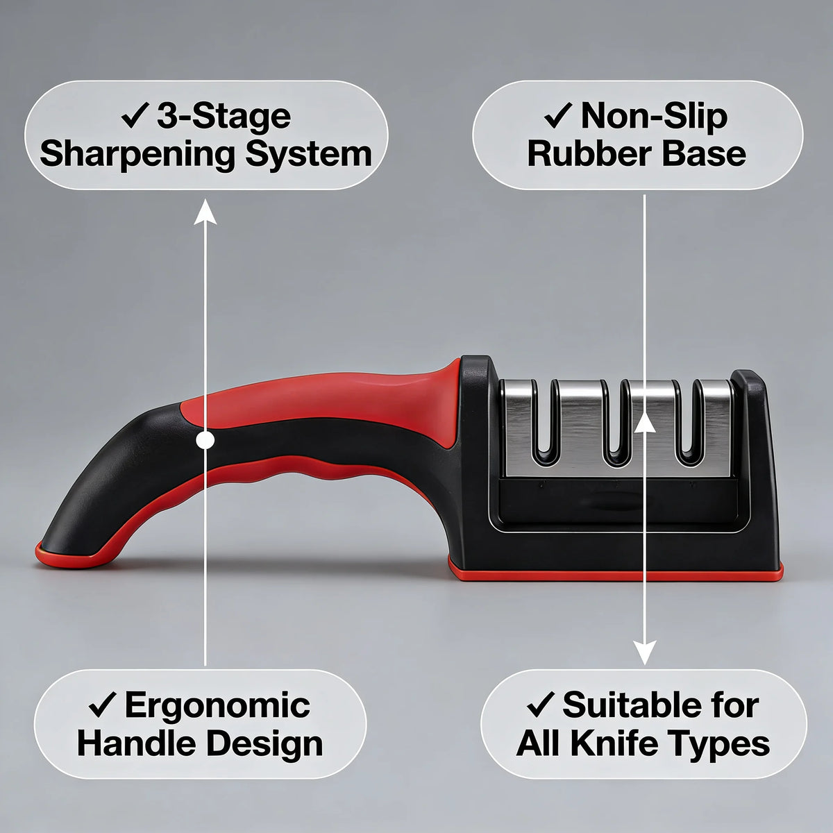 Sharp in 8 Seconds Knife Sharpener Non-Slip Handle Multifunctional Tool for Kitchen Home