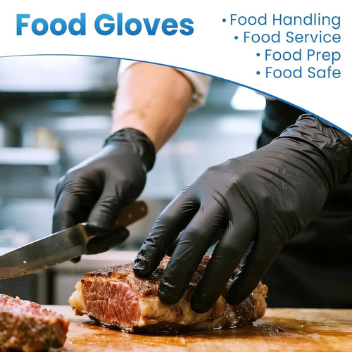 100 PCS Practical Kitchen Gift for Valentine's, Black Nitrile Gloves. 25x13cm, Durable, Multipurpose, Thoughtful