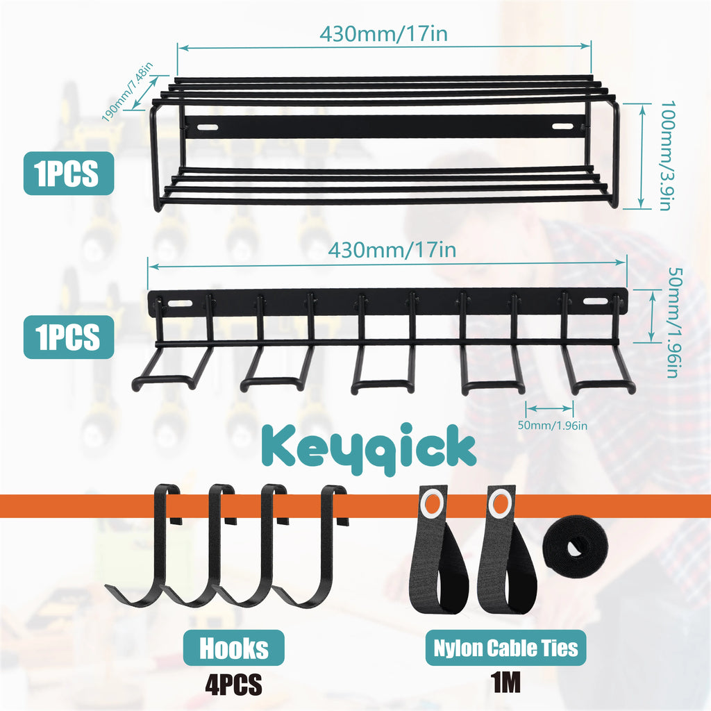 Set Of Multi-Function Heavy Duty Power Tool Storage Rack, Double-Layer Wall-Mounted Tool Organizer, Non-Slip And Anti-Drop Design, Garage Drill Tool Rack, For Charging Drills,Workshops And Tool Rooms, Storage Rack