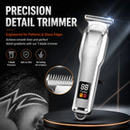 Professional Cordless Hair Clipper Set with LCD Display, USB Rechargeable Hair Trimmer Kit Grooming Kit for Home and Salon Use