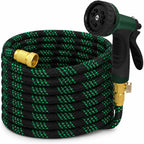 Upgraded Version of 100 Foot Non Retractable Garden Hose, Equipped with 10 Spray Mode Nozzles, lightweight and Flexible, anti Winding, with 3/4 inch Brass Joint, Explosion-Proof and Durable, Suitable for Outdoor Courtyards, L