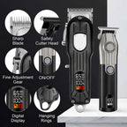 Professional Hair Clipper Set for Men, Cordless Haircut Kit with LED Display, 3-in-1/2-in-1/1pc  rechargeable Hair Clipper & T-Blade Trimmer & electric shaver, Barber Zero-Gapped Detailer, DIY Grooming Tools with Scissors, Co