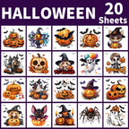 20Sheets Halloween Temporary Tattoos Waterproof - Realistic Witch Ghost Pumpkin Fake Wound Scars for Party Cosplay Face Body S