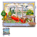 Rolife Red Boats Wooden 3D Puzzle 219 PCS DIY Wall Art Building Model Kit with LED Light for Home Decor Desktop Decor Wall Decor Gift for Adults Kids Friends