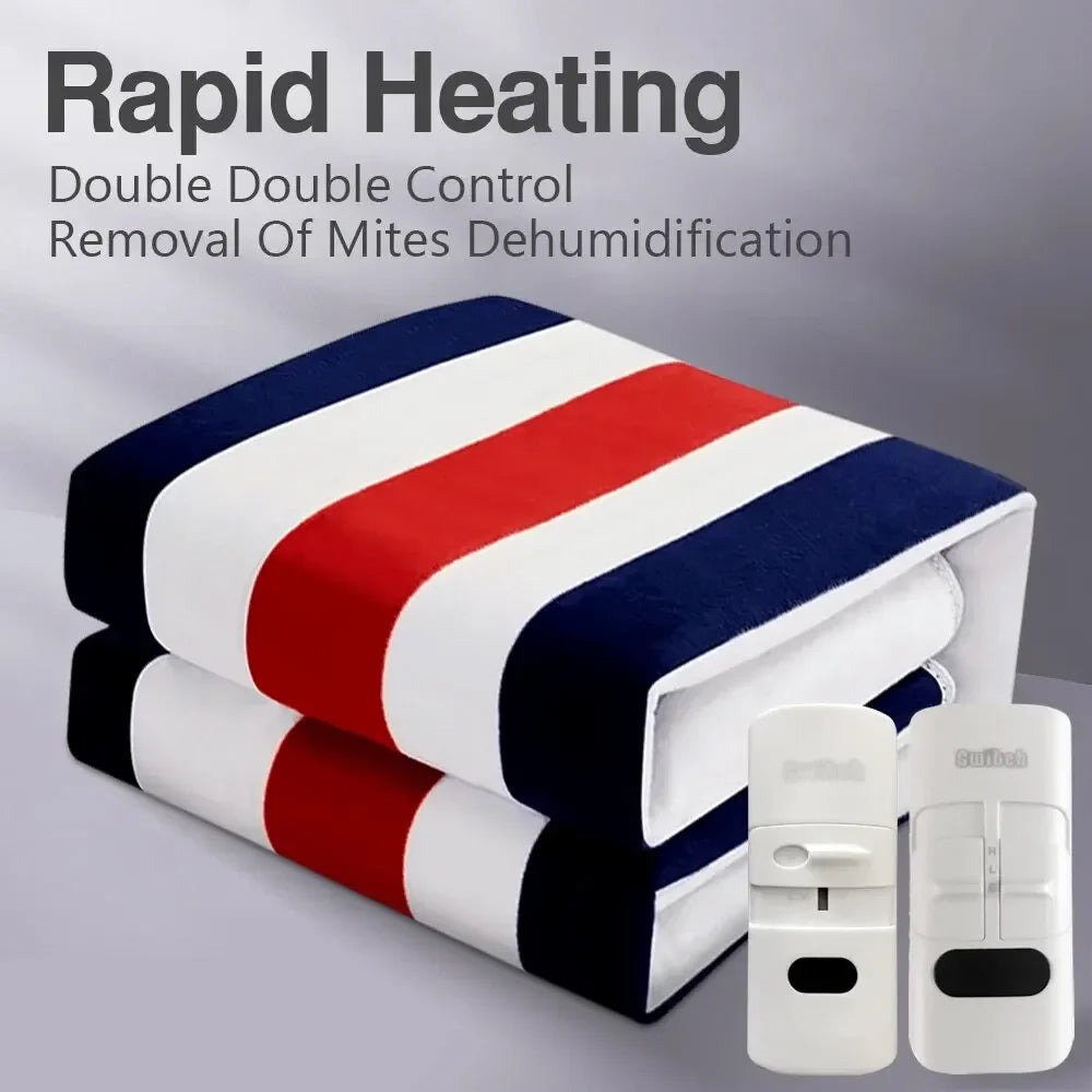 Electric Blanket 220V EU Plug Striped Printing Winter Insulation Heating Electric Blanket Constant Temperature Control