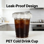 20 PCS PET Cold Drink Cups with Lids Leak-Proof Disposable Clear Plastic Cups for Iced Coffee Bubble Tea Smoothie