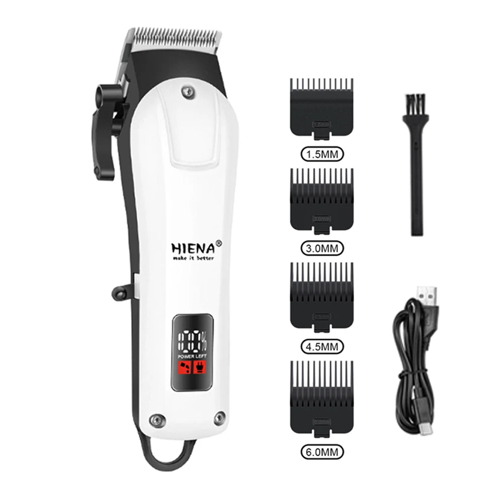 HIENA Professional Barber Kit Electric Hair Clipper Beard Shaver Detail Trimmer Cordless Rechargeable Titanium Blades for Home