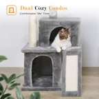 Cat Tree Multilevel Cat Tower with Double Condos, Spacious Perch, Fully Wrapped Scratching Sisal Post and Replaceable Balls