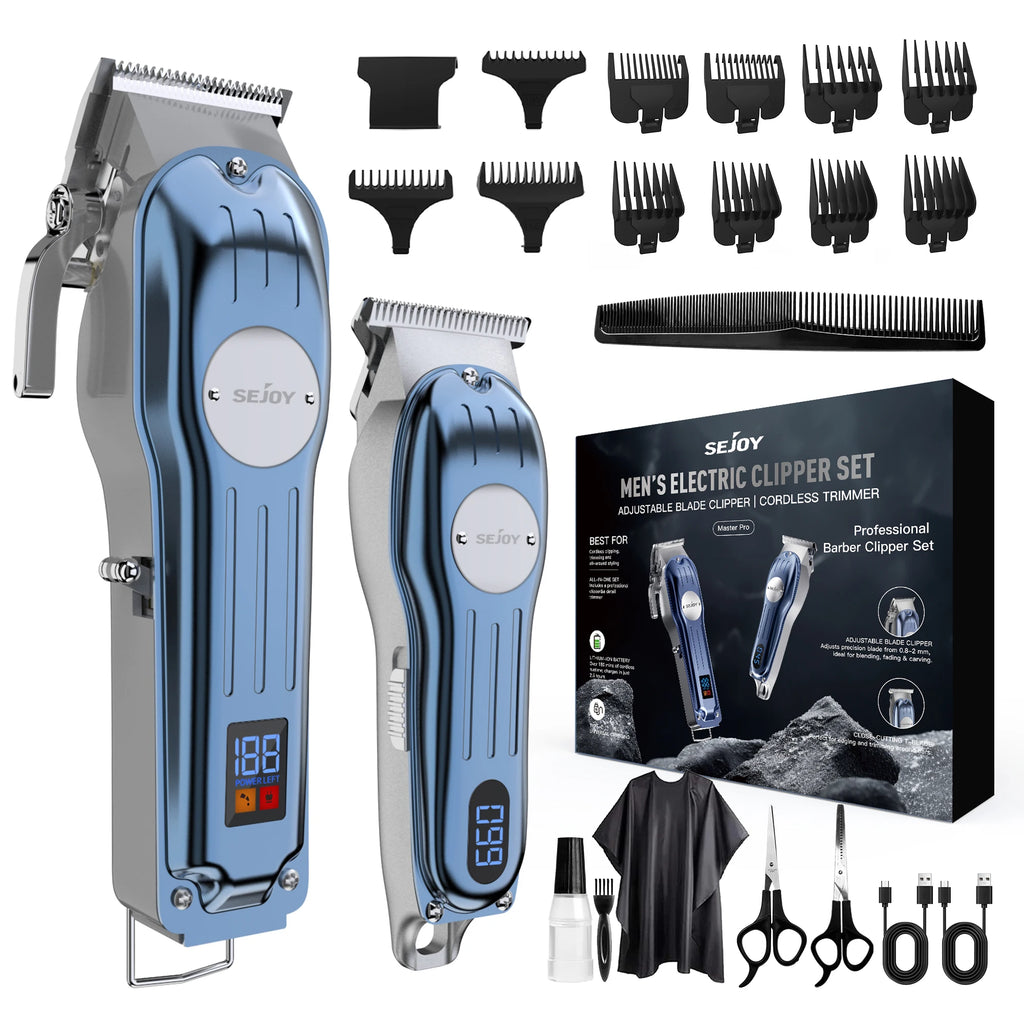 Sejoy Rechargeable Hair Clipper Combo Professional Electric Hair Trimmer Set Cordless Haircut Machine Kits for Barber