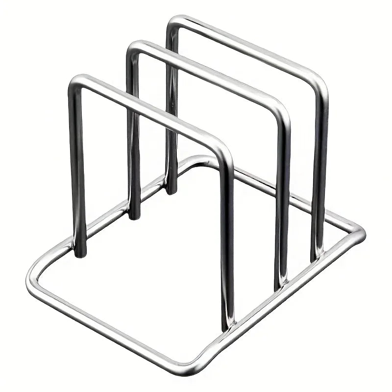 1pc Space-Saving Stainless Steel Pot Lid and Cutting Board Organizer Combo - Heavy-Duty Countertop Rack, Kitchen Organizer