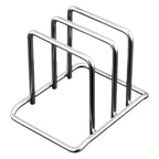 1pc Space-Saving Stainless Steel Pot Lid and Cutting Board Organizer Combo - Heavy-Duty Countertop Rack, Kitchen Organizer
