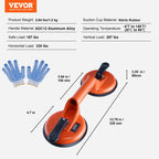 SucceBuy 4.7" 2Pack 330 lbs Glass Vacuum Suction Cup Vacuum with Aluminum Handle for Glass Granite Tile Metal Wood Panel Lifting