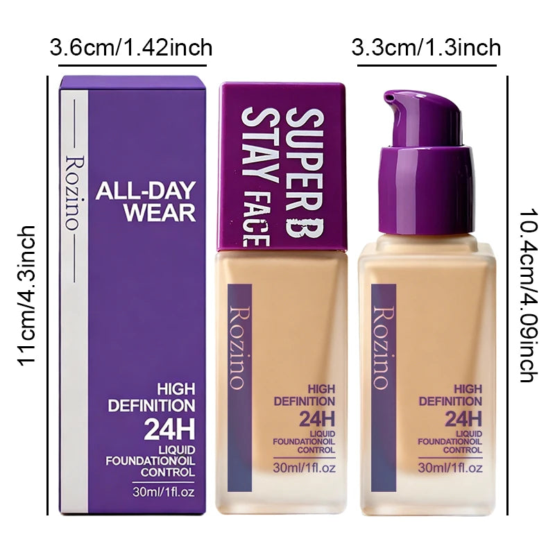 Full Coverage Liquid Foundation, Long-Lasting Oil-Control Matte Primer, Smooth and Non-Caking, Conceals Blemishes and Spots
