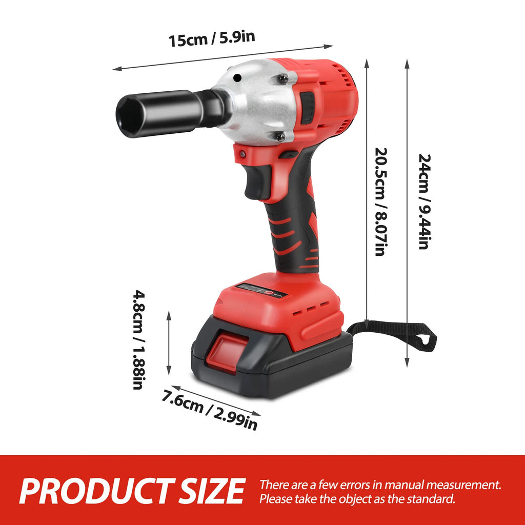 1000N.m Cordless Impact Wrench Brushless 20V 1/2 inch Power Tool Sets High Torque 2x1500MAh Batteries for Car Truck Tires Home