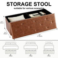 Tufted Faux Leather Storage Bench Folding Footrest Ottoman with 400lbs Weight Capacity, Large Blanket Toy Storage Organizer Chest for Bedroom