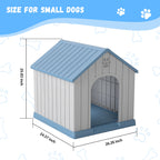 Small Basic Plastic Dog House, Weatherproof Indoor Outdoor Pet Shelter for Small Dogs