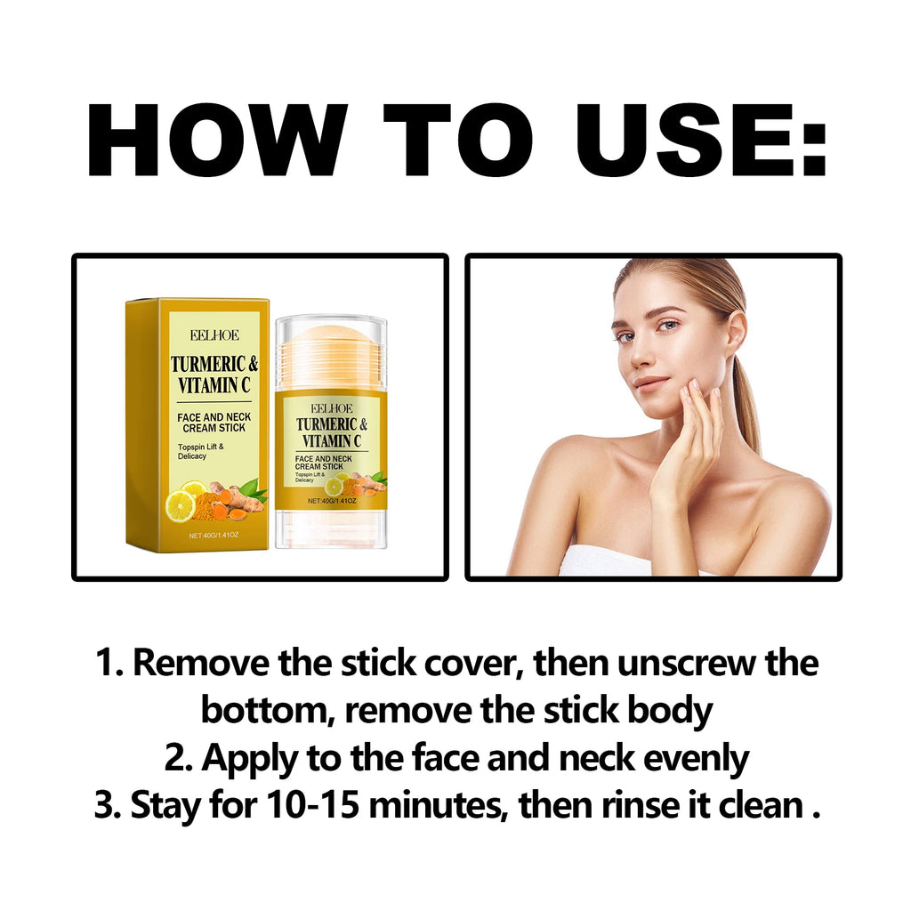 Turmeric Face Stick Vitamin C Neck Cream Revitalizing Brightening Moisturizer Clay Mask Balm For Even Tone Deep Pore Purifying