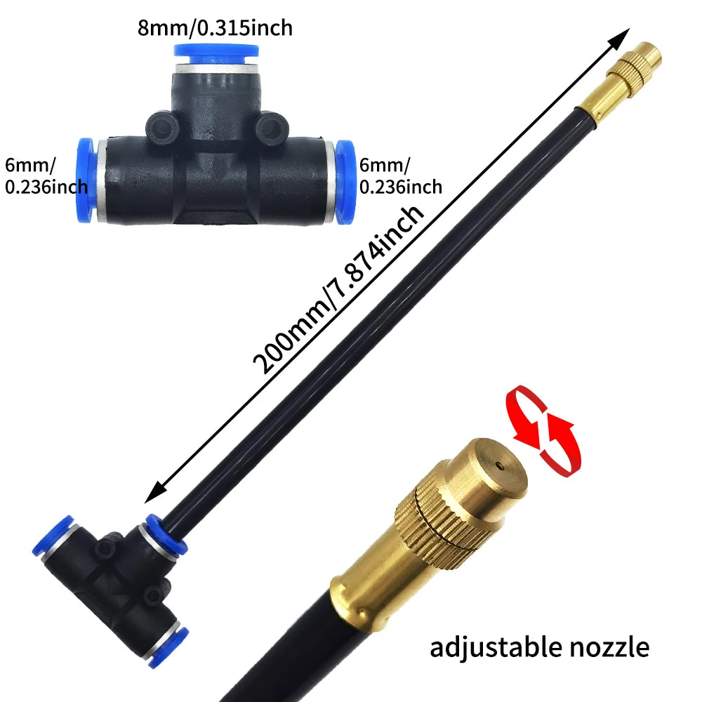 GEEIRR Irrigation spray nozzles kit For Greenhouse Garden Flowers Plant Watering 360° Adjustable Misting Cooling systems
