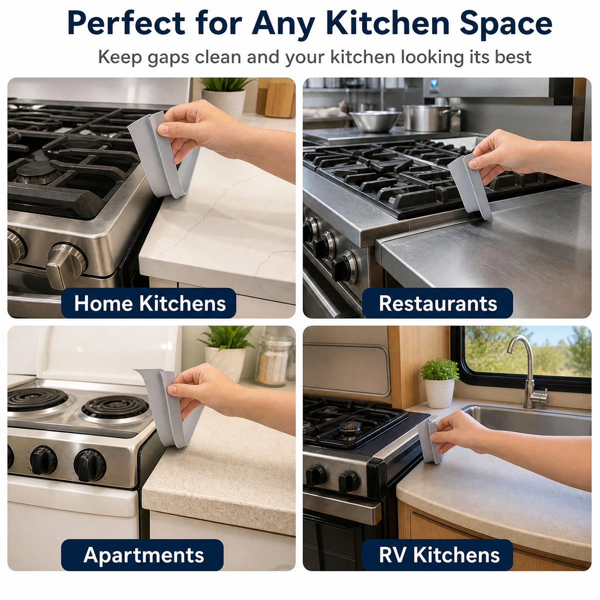 2PCS Kitchen Stove Gap Cover, PVC Self-Adhesive T-Shaped Seal Strip Oil Proof, for Countertop Sink Cabinet Gap Filler, Grey