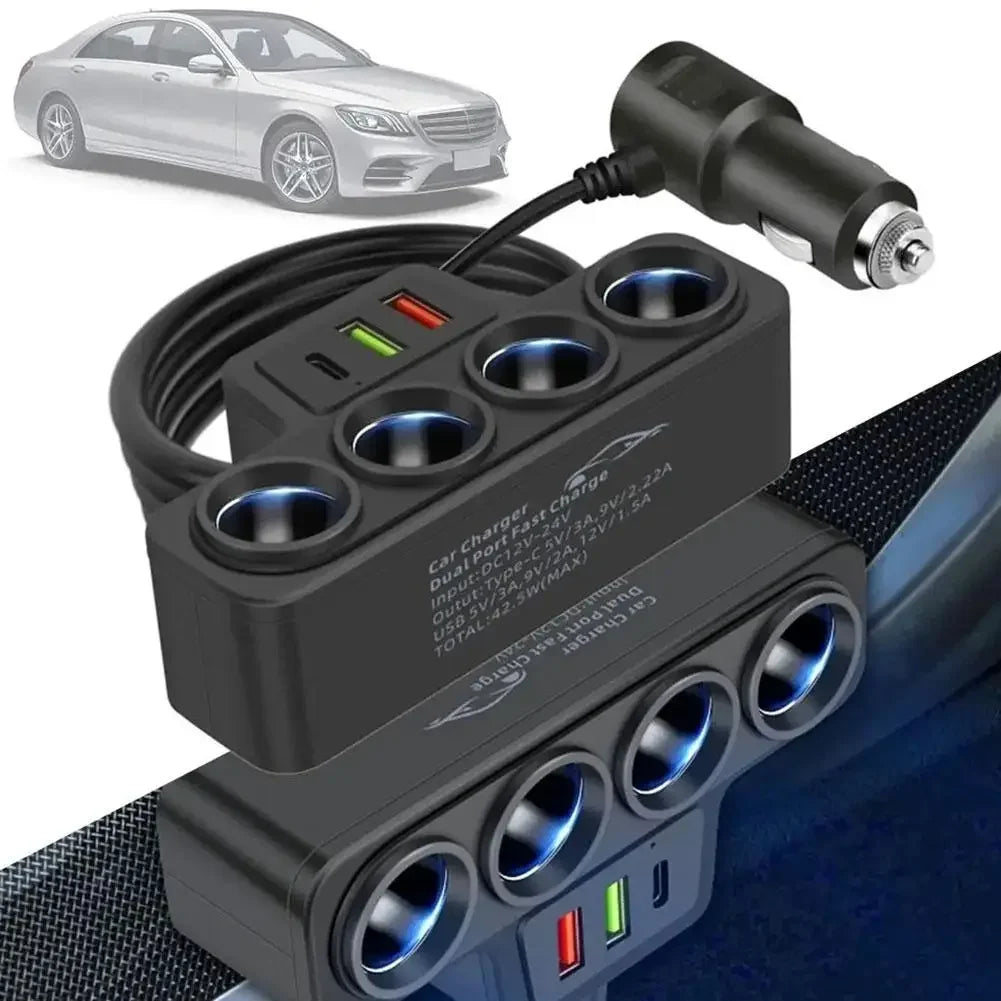 Flash sale 3.0 Dual USB Socket 120W Car Cigarette Lighter Splitter 12V 24V Fast Charger Plug Phone Power Adapter for Car DVR Dashcam