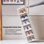 Foldable Clear Shoe Storage Organizer, Stackable Dustproof Thickened Sneaker, Shoe Box Rack Cabinet for Closet Dorm Apartment