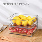 1/2/3Pcs Clear Pantry Storage Bins with Handles ，Stackable Refrigerator Organizer， Organizer Bins for Cabinets or Fridge
