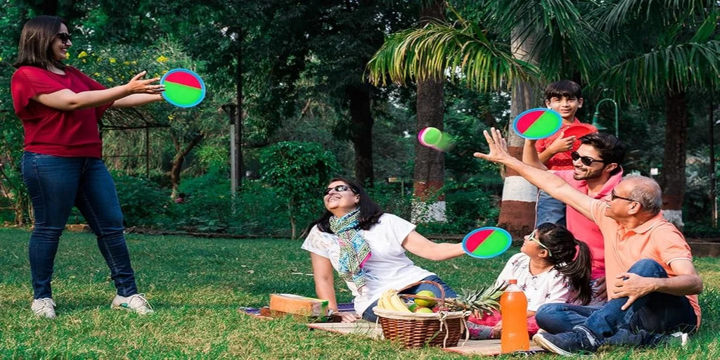 Sticky Ball Toys - Outdoor Play, Beach Toys, Throw And Ball Sets With 2 Paddles And 1Ball, Beach Play Set Playground Set For