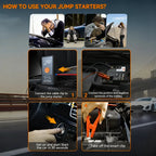 5-IN-1 Car Jump Starter with Air Compressor High Peak Auto Battery Booster 150PSI Air Pump Power Bank Tire Inflator