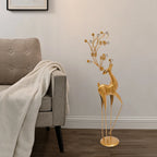 Retro Gold Deer Statue Metal Reindeer Figurines Modern Elegant Indoor Holiday Decor Statue for Homes Offices Cafés Star Hotels 27*13*85cm/10.63*5.12*33.46in