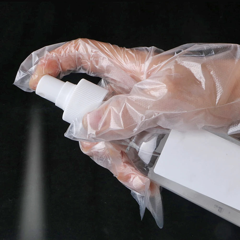 100pcs Transparent Disposable PE Sanitary Gloves for Restaurant Kitchen BBQ