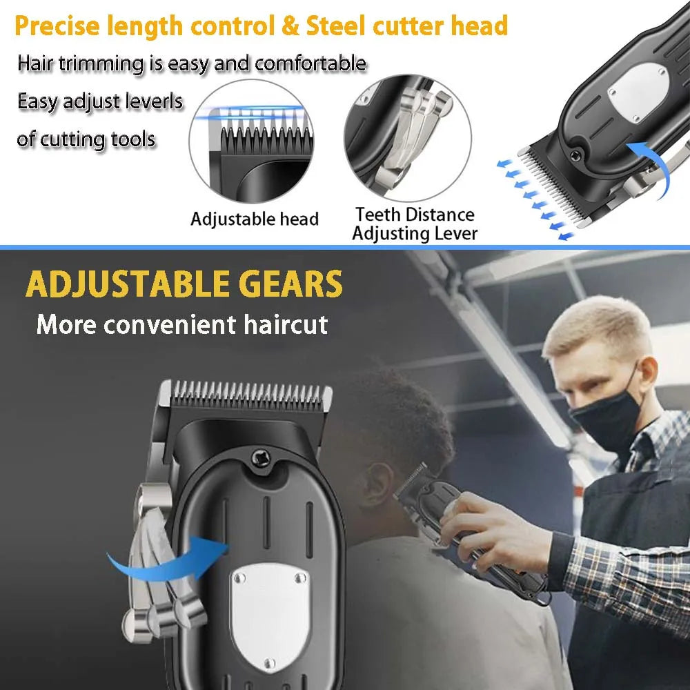 Professional Hair Clipper Set for Men, Cordless Haircut Kit with LED Display, 3-in-1/2-in-1/1pc  rechargeable Hair Clipper & T-Blade Trimmer & electric shaver, Barber Zero-Gapped Detailer, DIY Grooming Tools with Scissors, Co