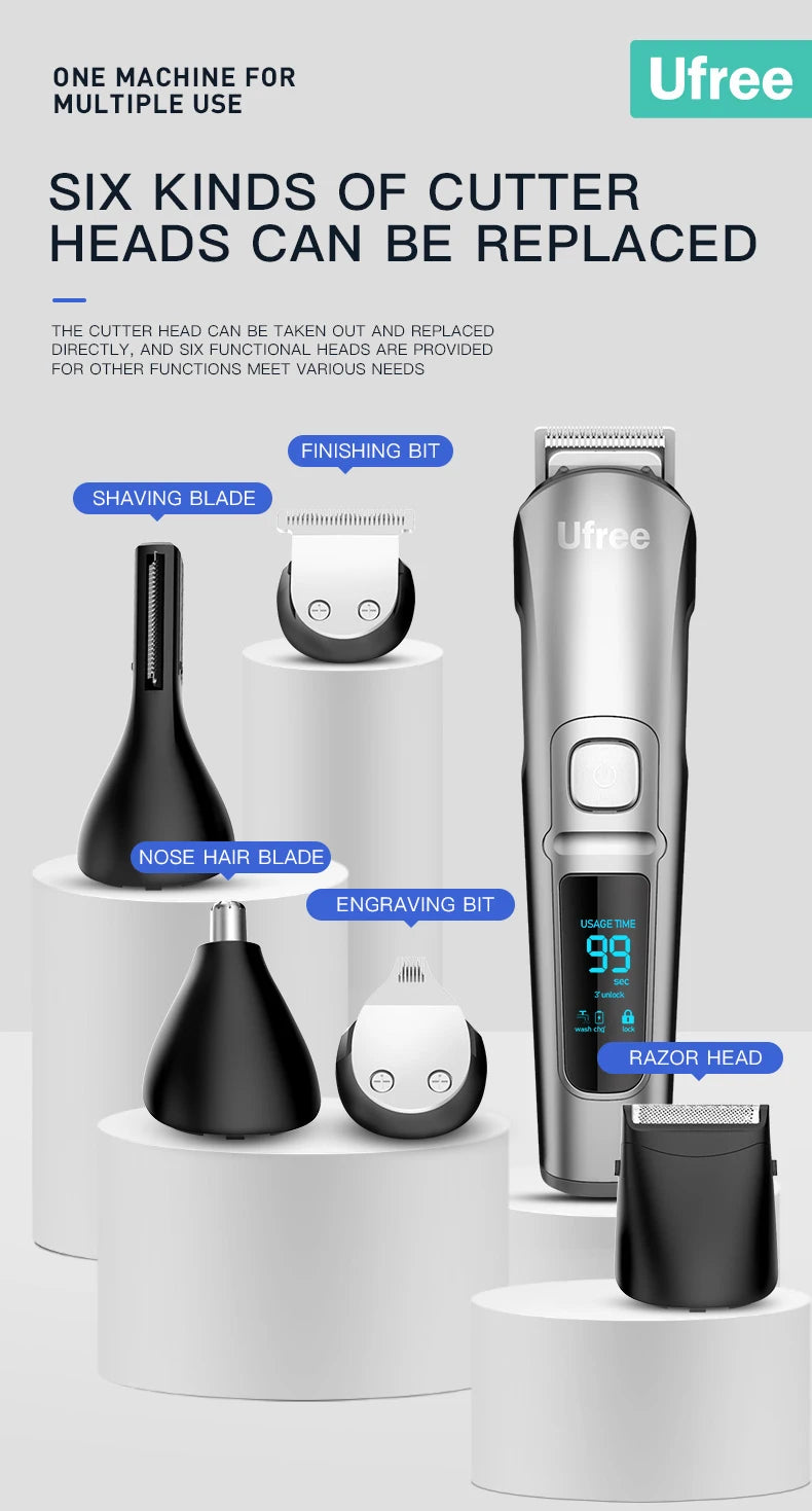 Ufree Electric Hair Cutting Machine Beard Trimmer Hair Clipper Rechargeable Man Shaver Trimmer Barber Professional Hair Trimmer